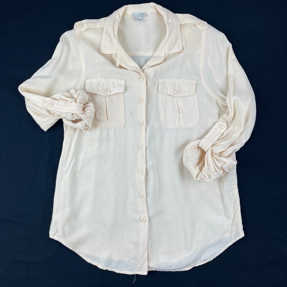 Odille Womens Button Down Shirt Yellow 4 - Picture 1 of 6